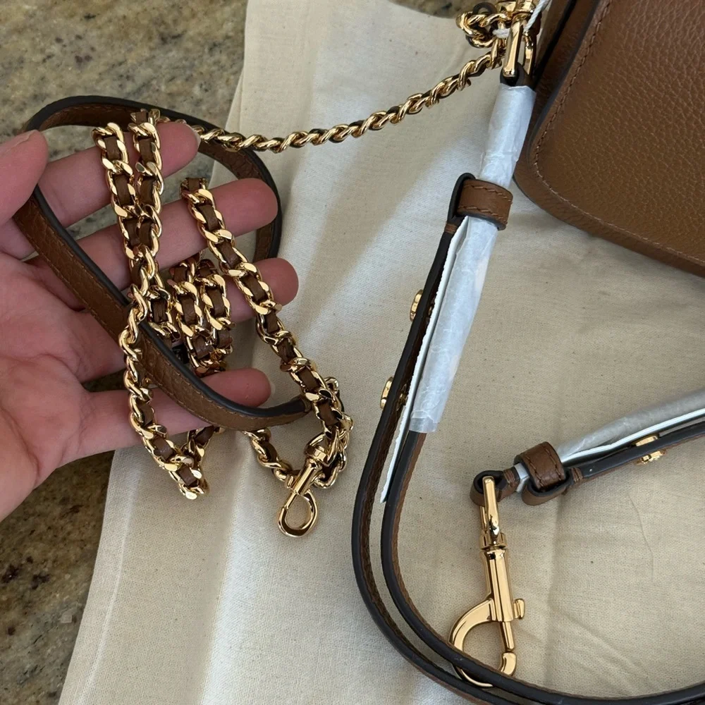 Tory Burch BRITTEN CONVERTIBLE CROSSBODY Leather Shoulder in moose color
